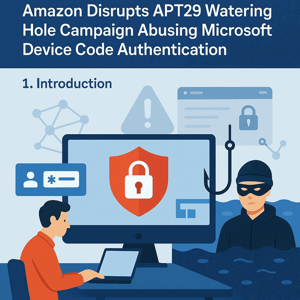 Amazon Disrupts APT29 Watering Hole Attack Exploiting Microsoft Device Code Authentication Vulnerability