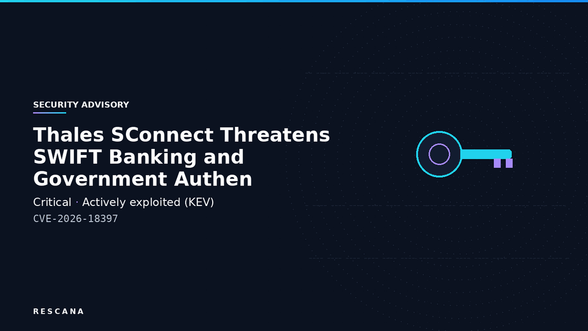 Critical CVE-2026-18397: Remote Code Execution Vulnerability in Thales SConnect Threatens SWIFT Banking and Government Authentication Systems