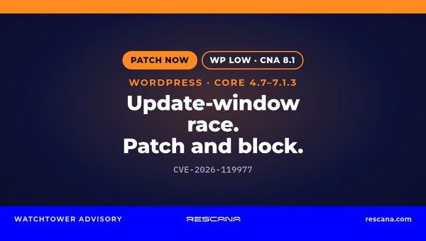WordPress Core 7.1.4 Fixes an Unauthenticated Upgrade-Window Race RCE (CVE-2026-119977). Update and Block wp-content/upgrade/